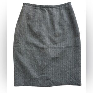 Harve Benard Pencil Skirt 6 Brown Black 100% Wool Lined Herringbone Vtg Career